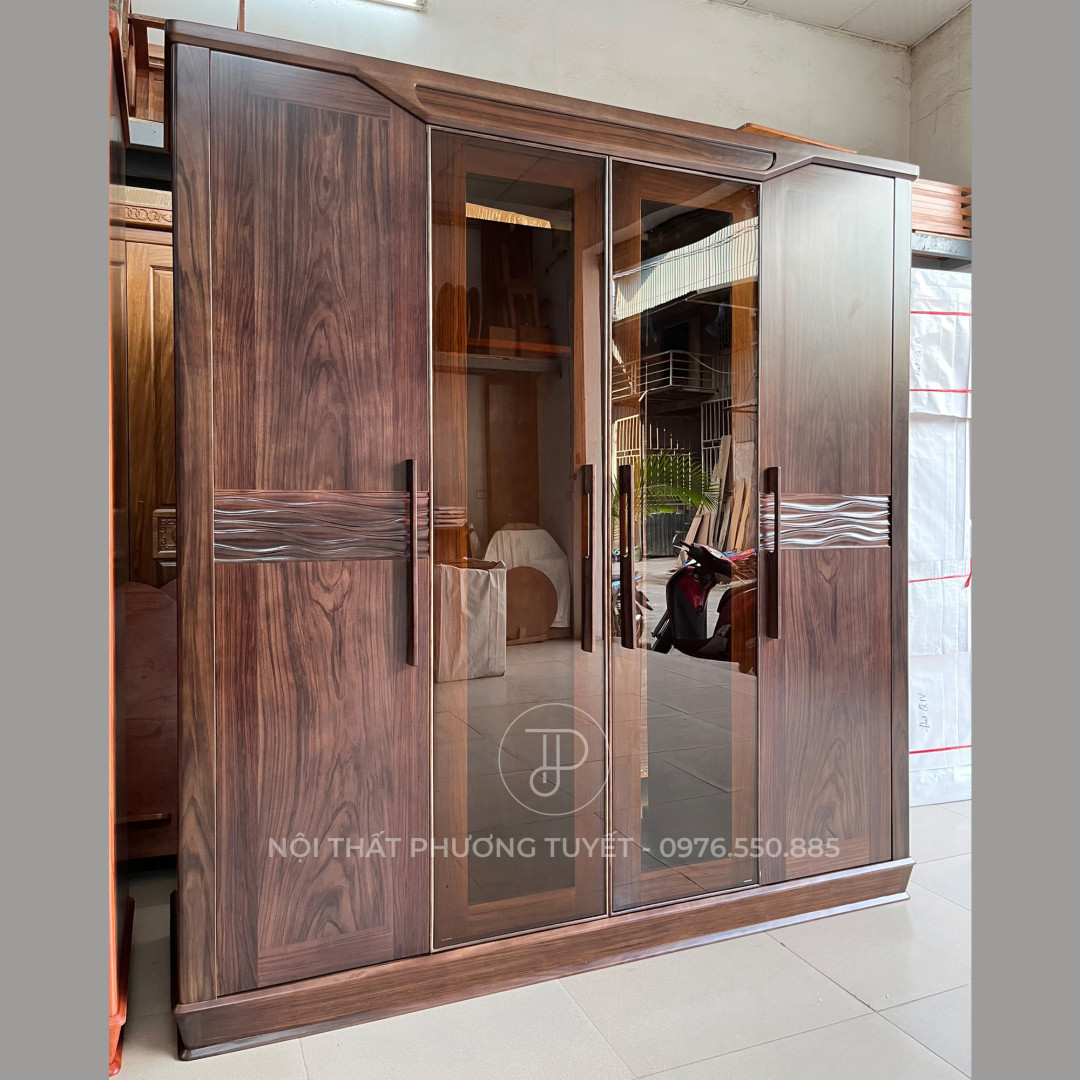 Tủ Quần Áo Gỗ Mun Cánh Kính M05