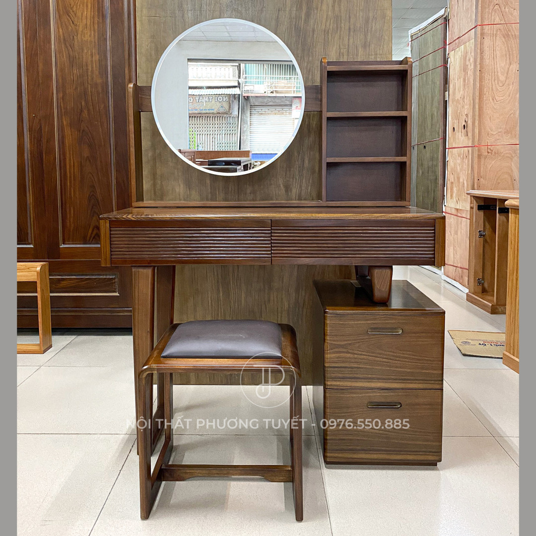 Bàn Trang Điểm Gỗ Mun Họa Tiết Sọc BP-M01