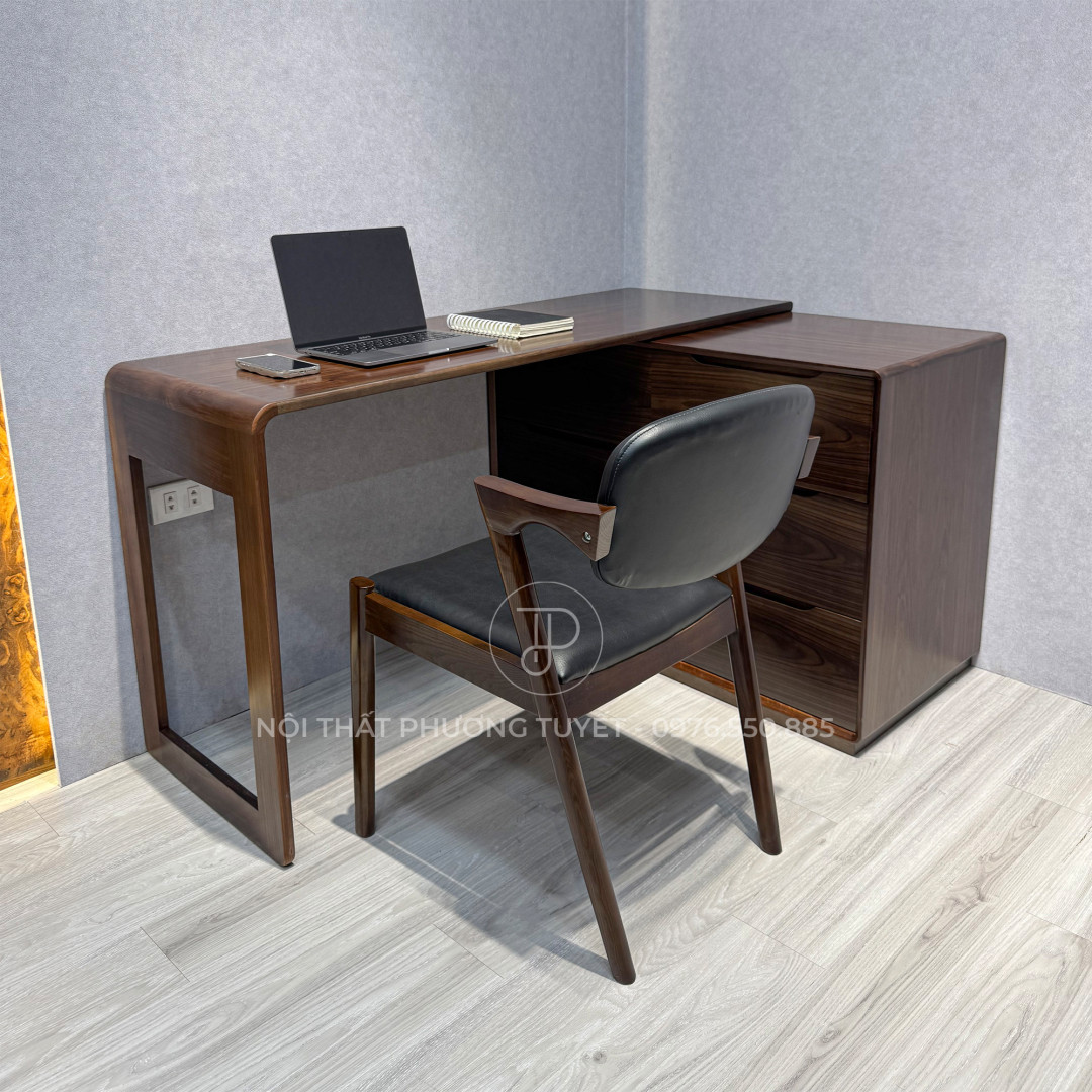 Bàn Làm Việc Xoay Gỗ Mun BLV-M01
